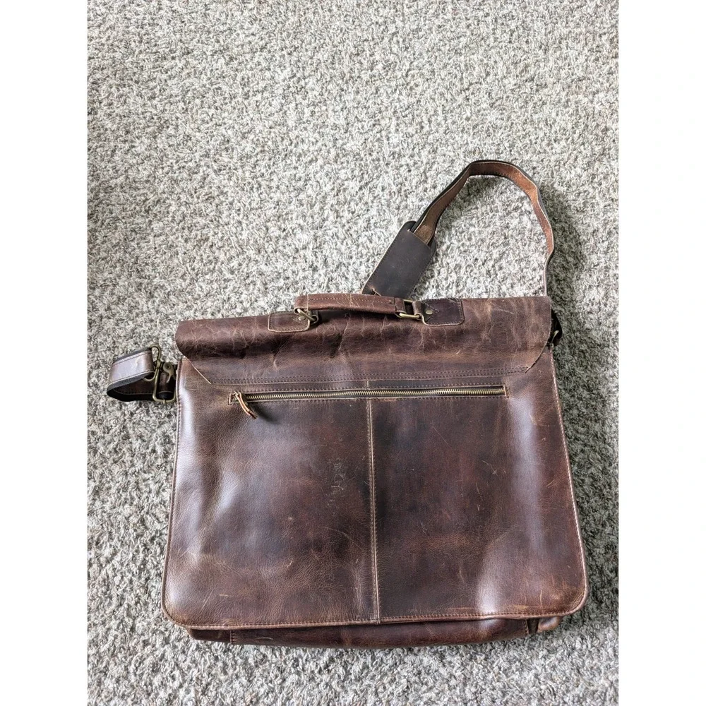 Brown Distressed Buffalo Leather Messenger Bag Laptop Briefcase Travel Bag